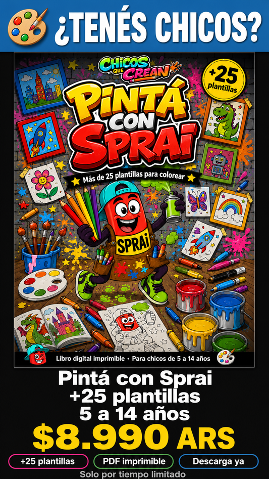 Pintá con Sprai™ — El kit de diseños de arte callejero para chicos que quieran pintar por números